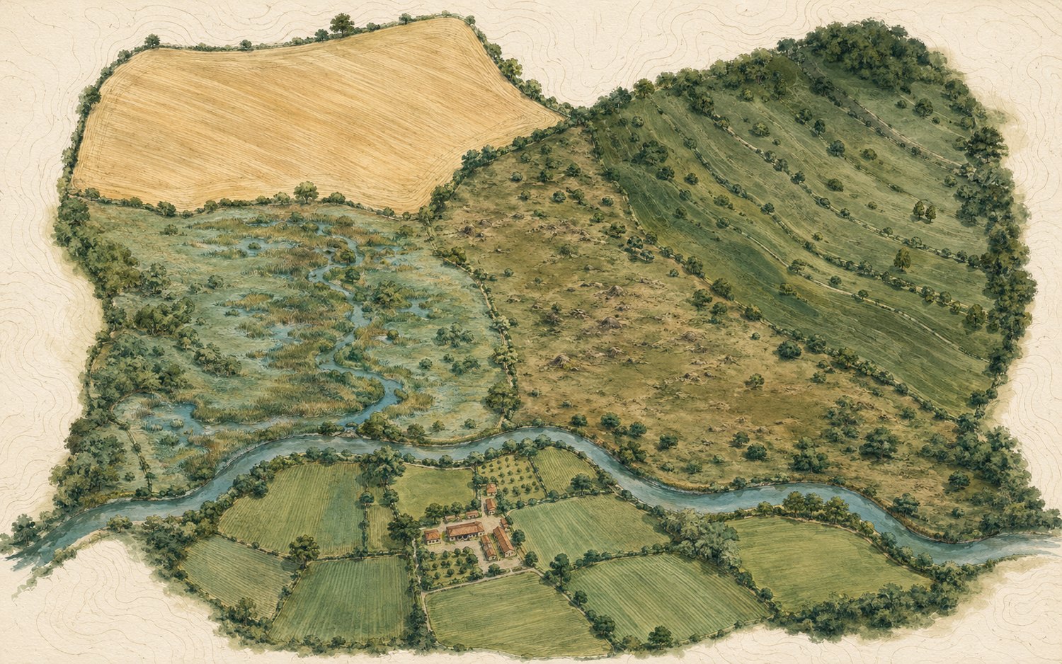 Painted estate map of Hartmoor Farm